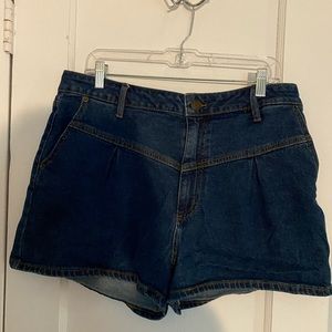High Waisted Dark Wash Denim Shorts